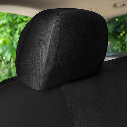 Universal Fit Chevron Flat Cloth Car Seat Covers Full Set - Black