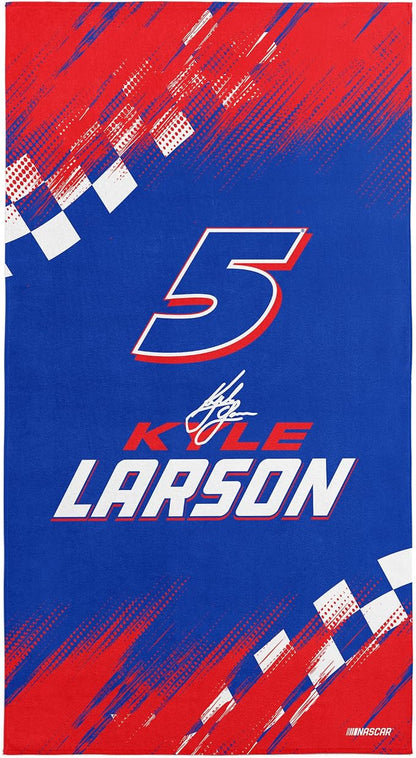 Northwest NASCAR Kyle Larson Simple Speed Beach Towel, Cotton Blend Lightweight Bath, Pool Swim Travel Fan Gear, 30 x 60 Inch