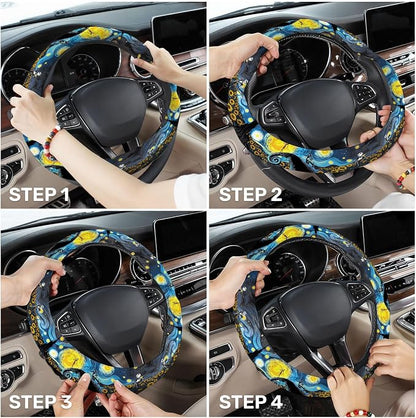 GENANY Horror Movie Character Steering Wheel Cover, Non Slip Polyester Wheel Protector for Car SUV Truck, Universal 15 Inch