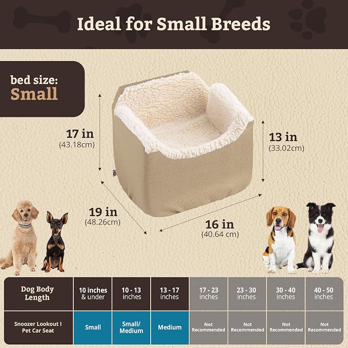 SNOOZER PET Products Lookout 1 Dog CAR SEAT, Birch Diamond, Small
