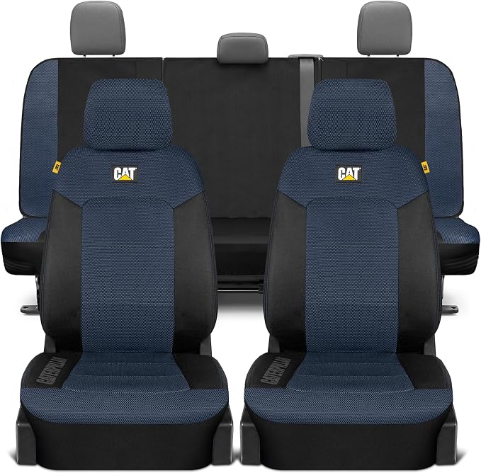CAT MeshFlex Seat Covers Full Set for Full-Size Pickup Trucks Only - Blue | Front Bucket Seat Covers & 60/40 Split Rear Bench Protector – Interior Accessories For F-150, Silverado, Ram, Sierra & Tundra