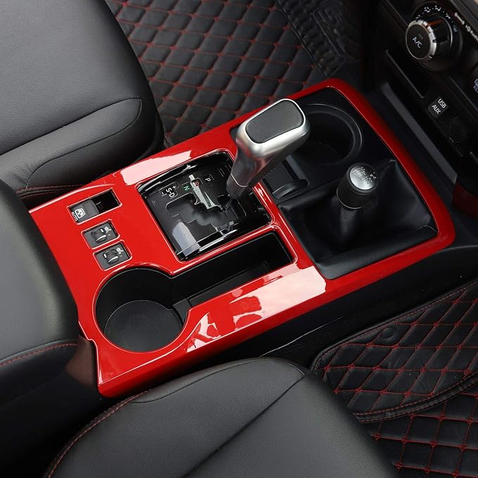 JeCar Center Console Gear Shift Panel Cover Interior Trim Accessories for Toyota 4Runner 2010-2023 (Red)