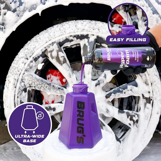 Brug's™ Pro Foam Cannon V2 - Professional Car Wash Foam Gun for Pressure Washer - Adjustable Spray Blaster, 1.1mm Orafice, Wide Neck Bottle, 1/4" Quick Connector - Snow Foam Cannon