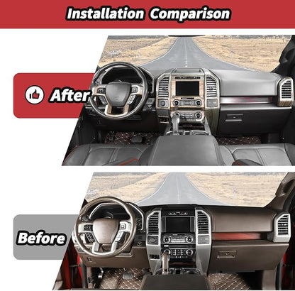 JeCar 16PCS Wood Grain Interior Trim Kit Fit for Ford F150 2015-2020 Interior Accessories