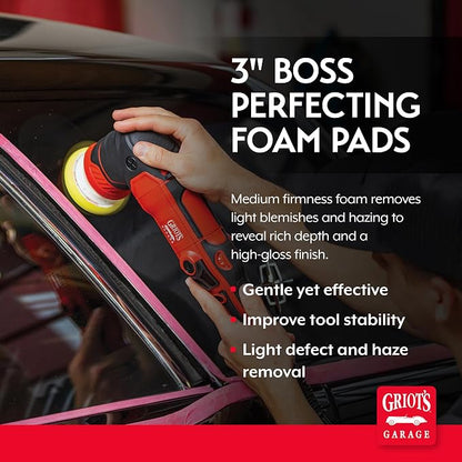 Griot's Garage 3” Perfecting Foam Pads for Car Polishing and Detailing, Buffing Pads for Paint Correction, Polishing, and Waxing, Yellow, Set of 3