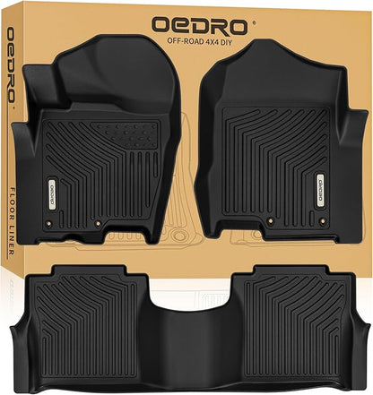 OEDRO Floor Mats Fit for 2017-2024 Nissan Titan/2016-2024 Titan XD Crew Cab with 1st Row Bucket Seat, TPE All Weather Custom Fit Floor Liners for Titan Accessories, 1st & 2nd Row Car Mats Set, Black
