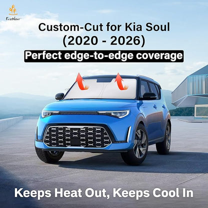 EcoNour Windshield Sunshade for Kia Soul 2020-2024 2025 2026, Sun Visor for Front Windshield & Window Sun Shade Cover, UV Heat Blocker & Protector, Car Accessories