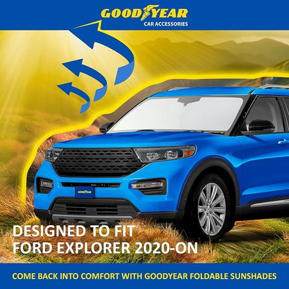 Goodyear Foldable Windshield Sunshade for Ford Explorer 2020-2026, SUV car Accessories, Sunshade Cover, Sun Shade Car Windshield, Window Sun Blocker - GY008294