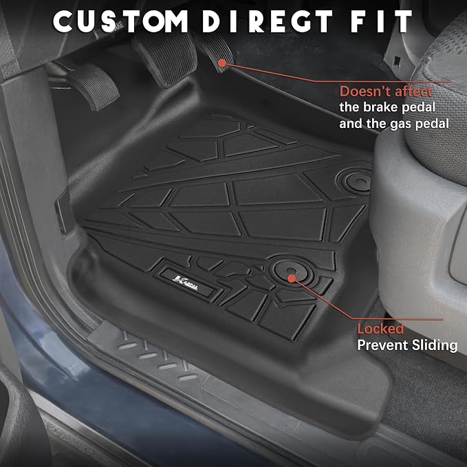 KARPAL Floor Mats for 2010-2014 Ford F150 SuperCrew with 1st Row Bucket Seat, Custom Fit TPE All Weather Ford F-150 Accessories 1st & 2nd Row Floor Liner