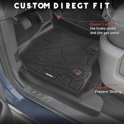 KARPAL Floor Mats for 2010-2014 Ford F150 SuperCrew with 1st Row Bucket Seat, Custom Fit TPE All Weather Ford F-150 Accessories 1st & 2nd Row Floor Liner
