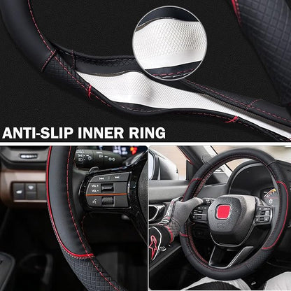 Steering Wheel Cover for Dodge RAM 1500, 2500, 3500 - Premium Microfiber Leather Auto Car Accessory with Non-Slip Grip, Rugged Durability & Interior Upgrade, 15.5-16 inch (Red-Large Size)