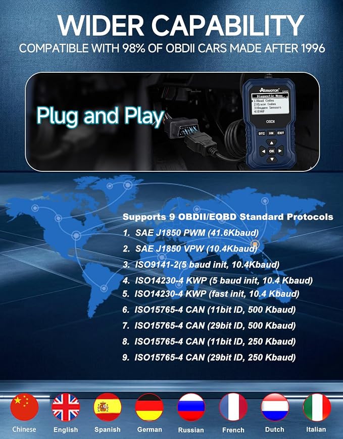 V410 OBD2 Scanner Code Reader, Car Scanner Diagnostic Tool Check Engine Light, Graphic Live Data, I/M Smog Test, Battery Voltage Test – CAN Diagnostic Scan Tool for All OBDII Vehicles