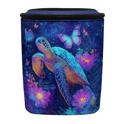 Talayituse Daisy Turtle Butterfly Print Car Trash Bin, Large Size Auto Trash Can Adjustable Portable Garbage Can with Lid, Vehicle Hanging Bag for Headrest Front Back Seat