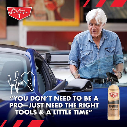 Jay Leno's Garage Leather Cleaner – Deep-Cleaning Leather Seat Cleaner for Car Interior, pH-Balanced Car Refresher That Gently Cleans, Lifts Grime, Refurbish and Restores All Leather Surfaces (16 oz)