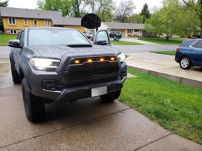 iJDMTOY 4pc Set Front Grille Lighting Kit Compatible with 2016-2023 Toyota Tacoma w/TRD Pro Grill ONLY, Includes (4) 4-SMD 2500K Amber LED Light Assy & Wiring Harness