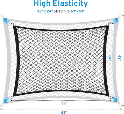 Cargo Net for SUV Rear Trunk Bed Compatible with Acura RDX MDX TLX Integra Tsx TL 2000-2025 2026 Accessories Elastic Netting Cover Net Stretchable Mesh Organizer 32" x 24" Stretch to 63"x43"