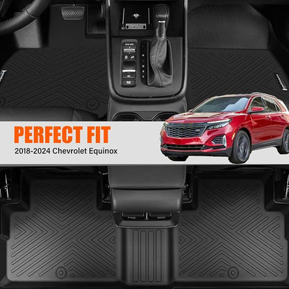 Floor Mats &Trunk Mat for 2018-2024 Chevrolet Equinox/GMC Terrain with Backrest Mat All Weather TPE Rubber Cargo Liner Back Seat Protector for 2024 Chevy Equinox Accessories