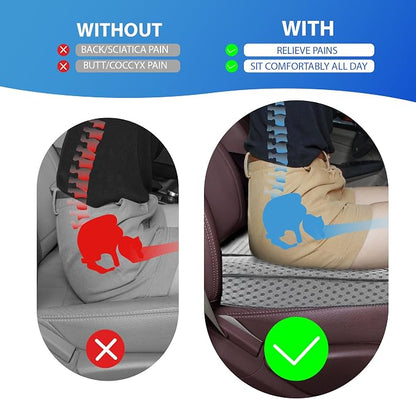 Lofty Aim Car Seat Cushion, Comfortable Memory Foam Seat Pillow for Driving, Sciatica-Back Pain Relief, Cushion for Car-Truck, Office, Wheelchair - Mesh Gray