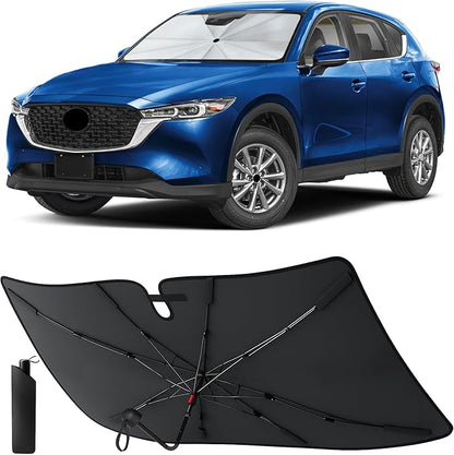 EcoNour Umbrella Foldable Windshield Sun Shade Fit for 2017-2024 2025 2026 Mazda CX-5 Sunshade, Front Car Window Shades Sun Visor, UV Protection, Heat Blocker, Car Accessories