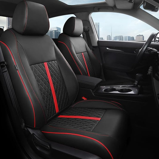 for Honda Civic Leather Seat Covers, Hatchback EX-L Sport Touring 2022-2026, Custom Fit Car Seat Cover Full Set, Waterproof Accessories, Black Red (60/40 Split Benches-with Rear Armrest)