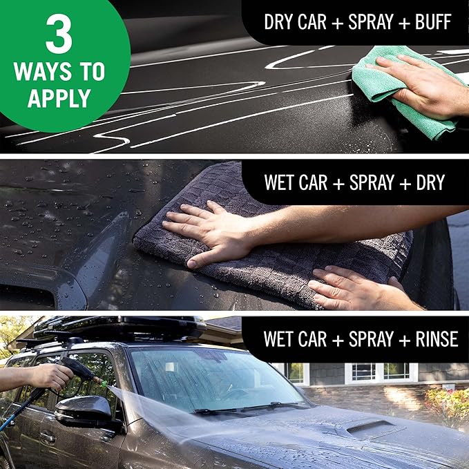 Turtle Wax Hybrid Solutions Wax & Dry Plus, Spray On Car Wax for High Gloss Shine and Ceramic Coating Protection For Paint, Wheels, Glass & More, Easy Versitile Application, 26 oz (Pack of 1)