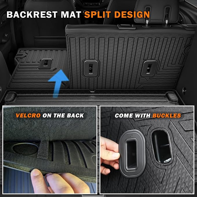 KUST Floor Mats Set for 2021-2026 Chevy Trailblazer Accessories (AWD Only), All Weather Floor Liners & Backrest Mats & Rear Trunk Mat, TPE Rubber Raised Edge (Cargo in Upper Deck Position)