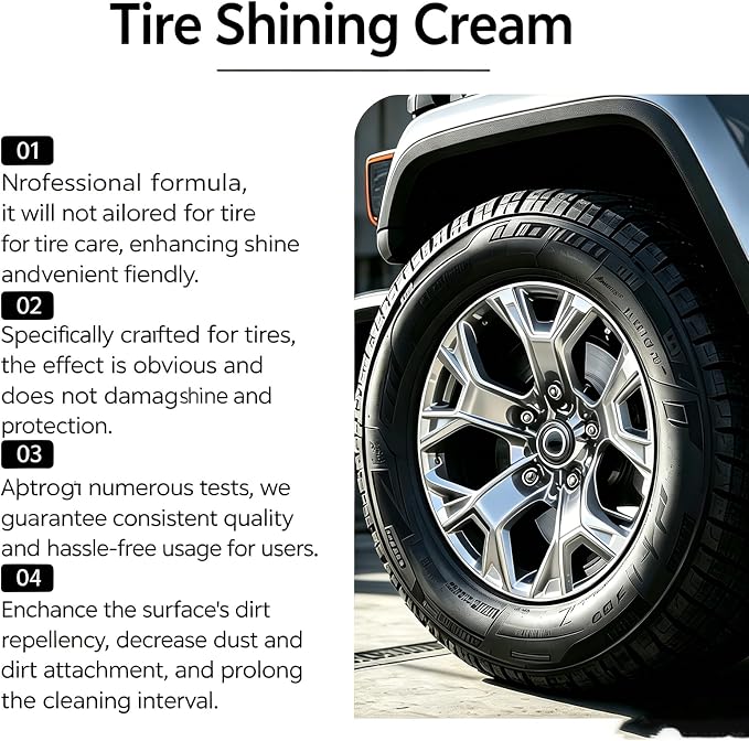 2Pcs Car Tire Shine with Sponge, Tire Coating Paste, Tire Polishing Paste, for Cars Trucks Motorcycles RVs & More, Create a Moist, Glossy Effect
