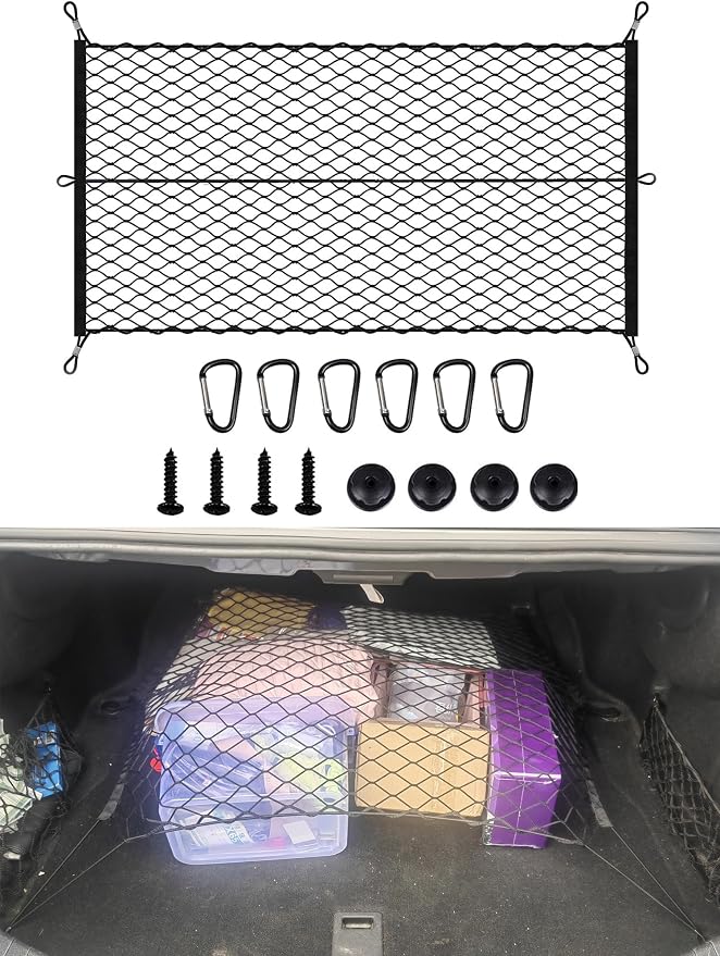 Goods Nets 41 x 30 Inch Cargo Net Luggage Net Storage Net with Hooks Small Mesh Cargo Net for Car Trunk Accessories Trunk Organization & Secure Cargo Storage