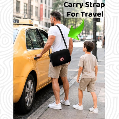 BubbleBum Teleport Backless Booster Car Seat, Kids Booster Seat for Car 40-100 lbs, Shrinks Down for Travel, Portable Carseat for Everyday Use and Foldable, 4 Year Old + Child/Toddler - Black