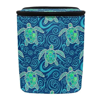 Talayituse Teal Turtle Water Print Car Trash Bin, Large Size Auto Trash Can Adjustable Portable Garbage Can with Lid, Vehicle Hanging Bag for Headrest Front Back Seat