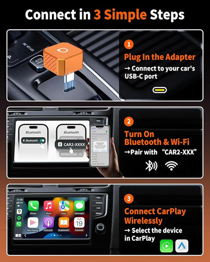 OTTOCAST Mini Pot (2026 Version) Wireless 2-in-1 CarPlay & Android Auto Adapter,Plug&Play Dongle for iPhone & Android,Bluetooth Auto Connect,Converts Factory Wired to Wireless CarPlay Adapter(USB-C)