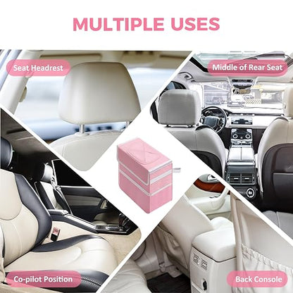 YSSOA Car Trash Can with Lid, Leak-Proof Organizer and Storage Bag, Adjustable and Portable Interior, Collapsible Multipurpose Garbage Bag, 2 Gallon, Pink