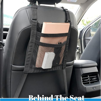 3 Layer Car Mesh Organizer Between Front Seat Backseat Mesh Storage Net Kid Dog Pet Barrier Car Net Pocket Handbag Tissue Purse Holder for SUV, Van