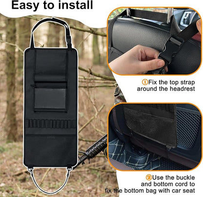 MYDAYS 2 Pack Seat Back Gun Rack, Camo Front Seat Organizer With Bullet Pocket Vehicle Holder for Hunting Rifles/Shotguns