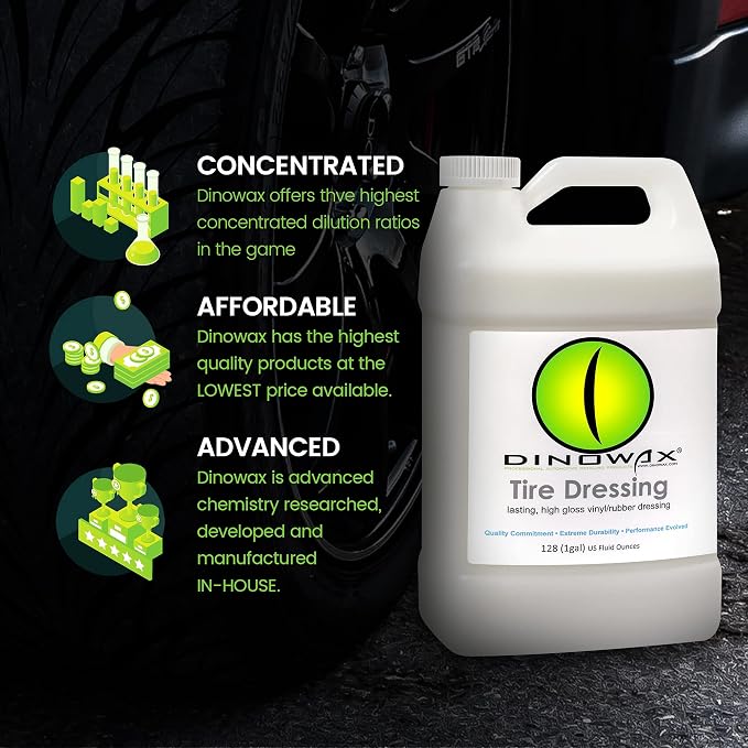 Tire Dressing, Tire Shine, Tire, Vinyl, and Rubber Dressing, Tire and Wheel Care Products 128oz