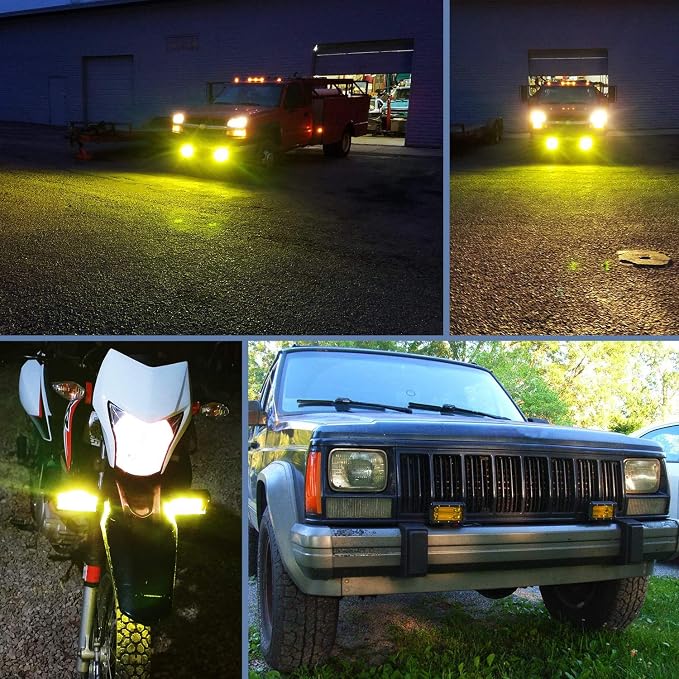 Nilight 18030C-A Amber 2PCS 5Inch 72W Double Row Flood Bar 10800Lumens Driving Fog Led Off Road Lights for Trucks Jeep ATV UTV SUV Boat Marine,2 Years Warranty, Yellow,White