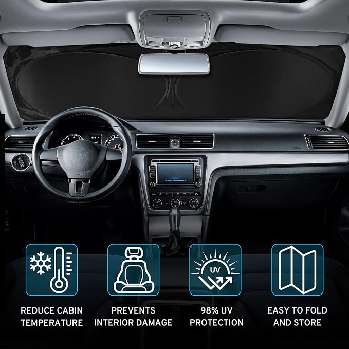 Car Windshield Sun Shade Sunshade Compatible with Toyota Camry 2026 2025 2024-2018 Corolla Cross 2022-2026 Crown 2023-2025 LE XSE XLE Hybrid SE Accessories, Car Front Window Sun Shield