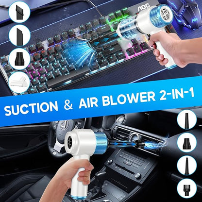 JONYJ Handheld Car Vacuum Cleaner, 16000PA Hand Held Vacuum Portable Cordless, 2 in 1 Air Duster and Vacuum Cleaner with LED Light, Multi-Nozzles, 120W High Power Mini Vacuum for Home, Pet, Office