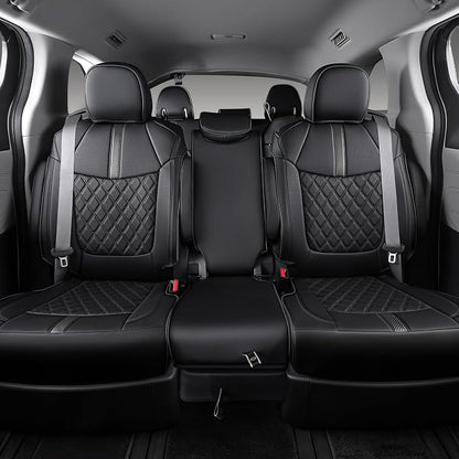 Custom Fit Sienna Seat Covers for 2021-2026 Toyota Sienna LE XLE 8-Passenger, Waterproof Faux Leather Full Set Airbag Compatible 3-Row Car Seat Protectors (Black)