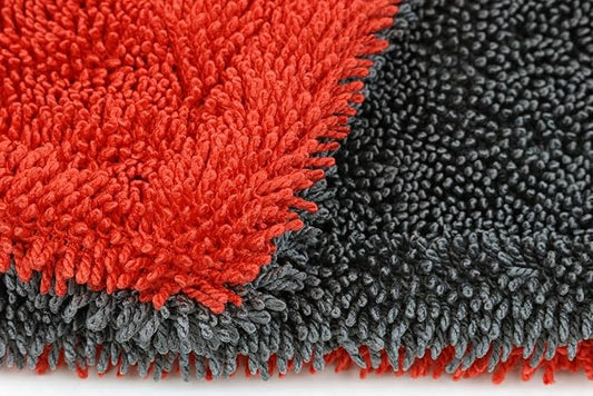 Autofiber Dreadnought Microfiber Car-Drying Towel, Superior Absorbency for Drying Cars, Trucks, and SUVs, Double-Twist Pile, One-Pass Vehicle-Drying Towel (20 inch x 30 inch) - Pack of 1, Red/Gray
