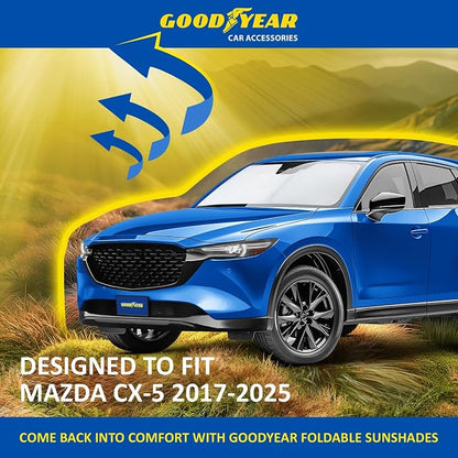 Goodyear Foldable Windshield Sunshade for Mazda CX-5 2017-2025, SUV car Accessories, Sunshade Cover, Sun Shade Car Windshield, Window Sun Blocker - GY008353