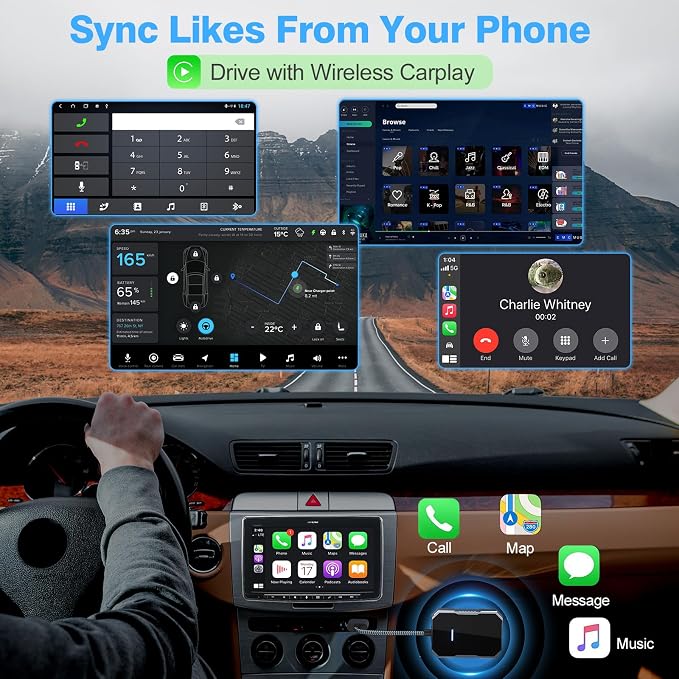 Wireless carplay Adapter for iPhone 2025, Wired CarPlay to Wireless, Mini Car Play Dongle for Phone,Instant Connectivity, Fit for Cars with Built-in CarPlay