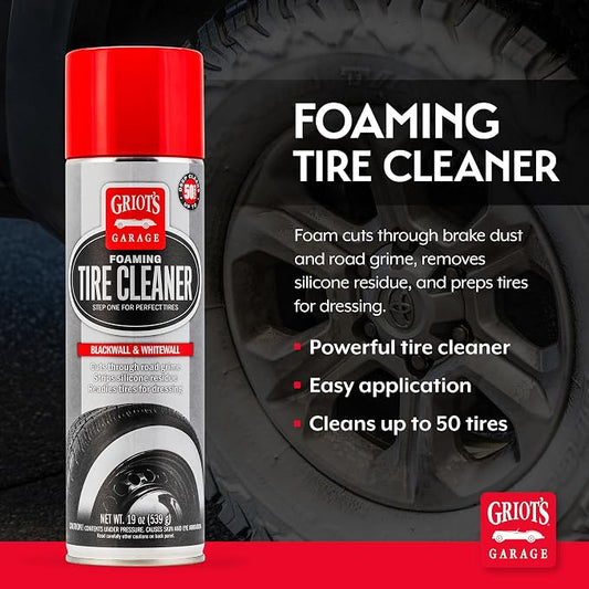 Griot's Garage Foaming Tire Cleaner, Removes Silicone Residue and Grime on Car, Truck, Motorcycle, and RV Tires, Safe for Whitewall Tires, 10952, 19oz