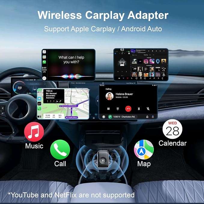Wireless Carplay Adapter for iPhone & Android, Mini 2-in-1 CarPlay Dongle, Plug & Play, No Delay, Convert Wired to Wireless Bluetooth Apple Carplay, with USB&USB-C, for Apple iOS 10+ and 2016+ Cars