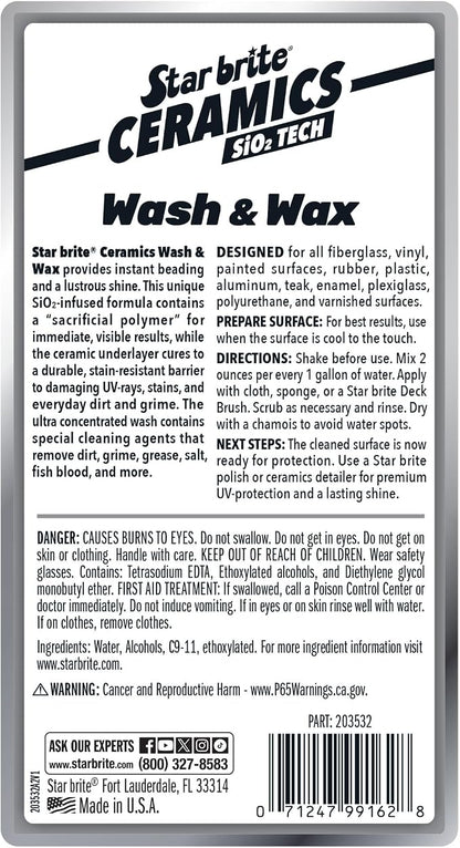 STAR BRITE Ceramic Wash & Wax - Watermelon Scent - Ultimate Protection and Shine, SiO2-Infused, Repels Dirt, Grime, UV Damage - 32 oz (203532)