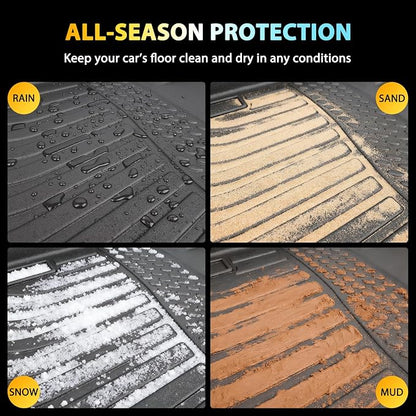 Floor Mats for Ford Fusion & Lincoln MKZ 2013-2016 Custom Fit Automotive Non-Slip Waterproof Floor Liner All Weather TPE Car Accessories Mats Set, Front & 2nd Row & Cargo Liner