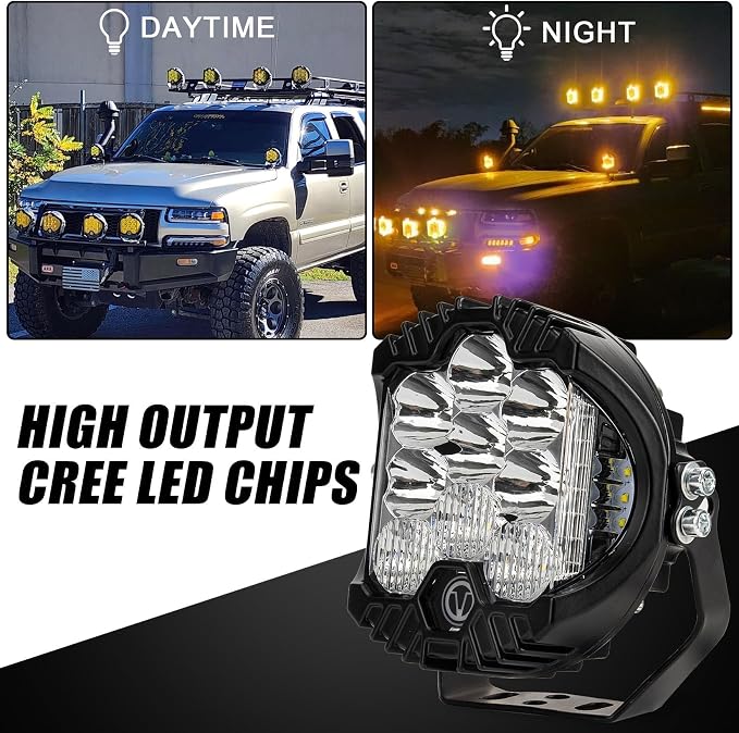 5 Inch Round Offroad Light - PSLER Driving Light Off Road 28W 5000LM Spot Flood Combo Work Light IP67 with DRL for Wrangler Pickup SUV ATV UTV Cart Trucks 4x4 F150（White）