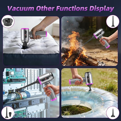 Car Vacuum 3 in 1 High Power Cordless Mini Vacuum Cleaner& Air Blower, 25000PA Suction 250000RPM Air Duster, 6000mAh Portable Handheld Small Vacuum Cleaner for Car Home Office