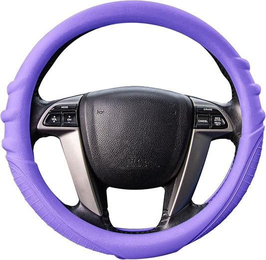 FH Group Universal Fit Silicone with Grip and Pattern Massaging Grip Steering Wheel Cover fits most Cars, SUVs, Trucks, and Vans Purple