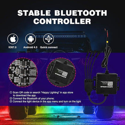 Nilight RGB LED Rock Lights Kit 6 PCS Underglow Multicolor Neon Light Pod with Magnetic Base Bluetooth App Control Flashing Music Mode IP68 Wheel Well Light for Truck ATV UTV RZR SUV